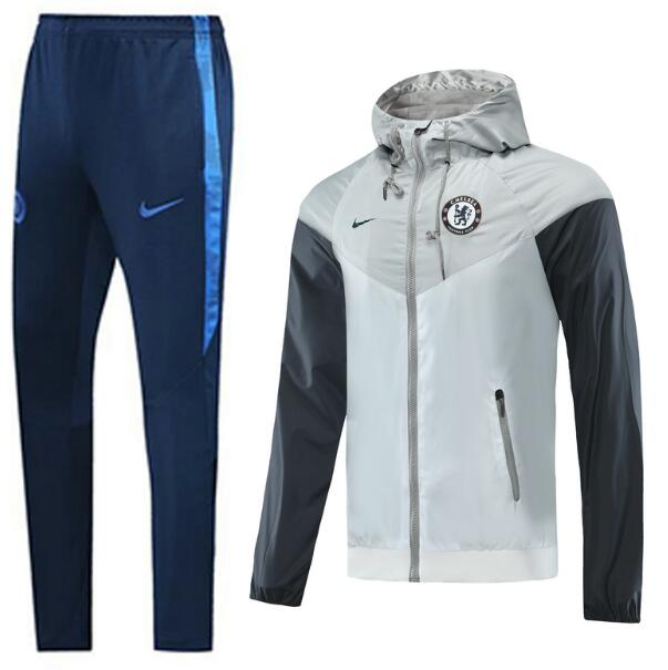 Chelsea Grey Training Kits (Hoodie Windbreaker Jacket+Pants) 2020/21